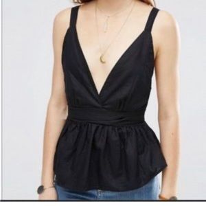 Free People Black Linen Tank Top